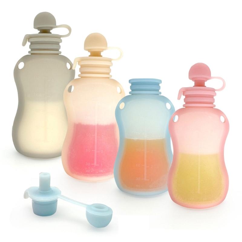150ml Refillable Baby Food Storage Bag Silicone Milk Congee Pouch Leakproof Organiser Squeeze Storage Container
