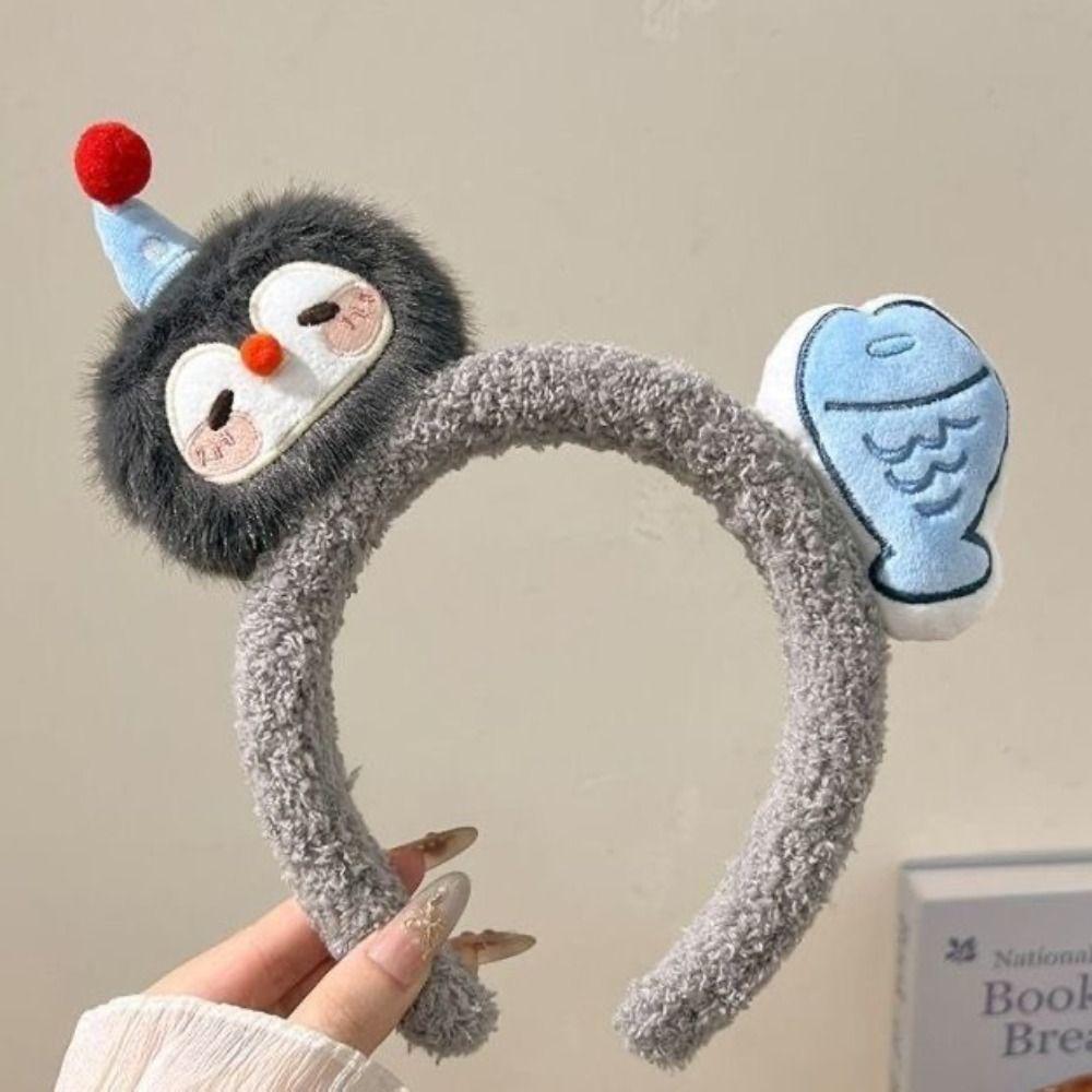 New Cartoon Penguin Fish Headband Wide Brim Washing Face Hairpin Funny Headband Girl Hair Accessories