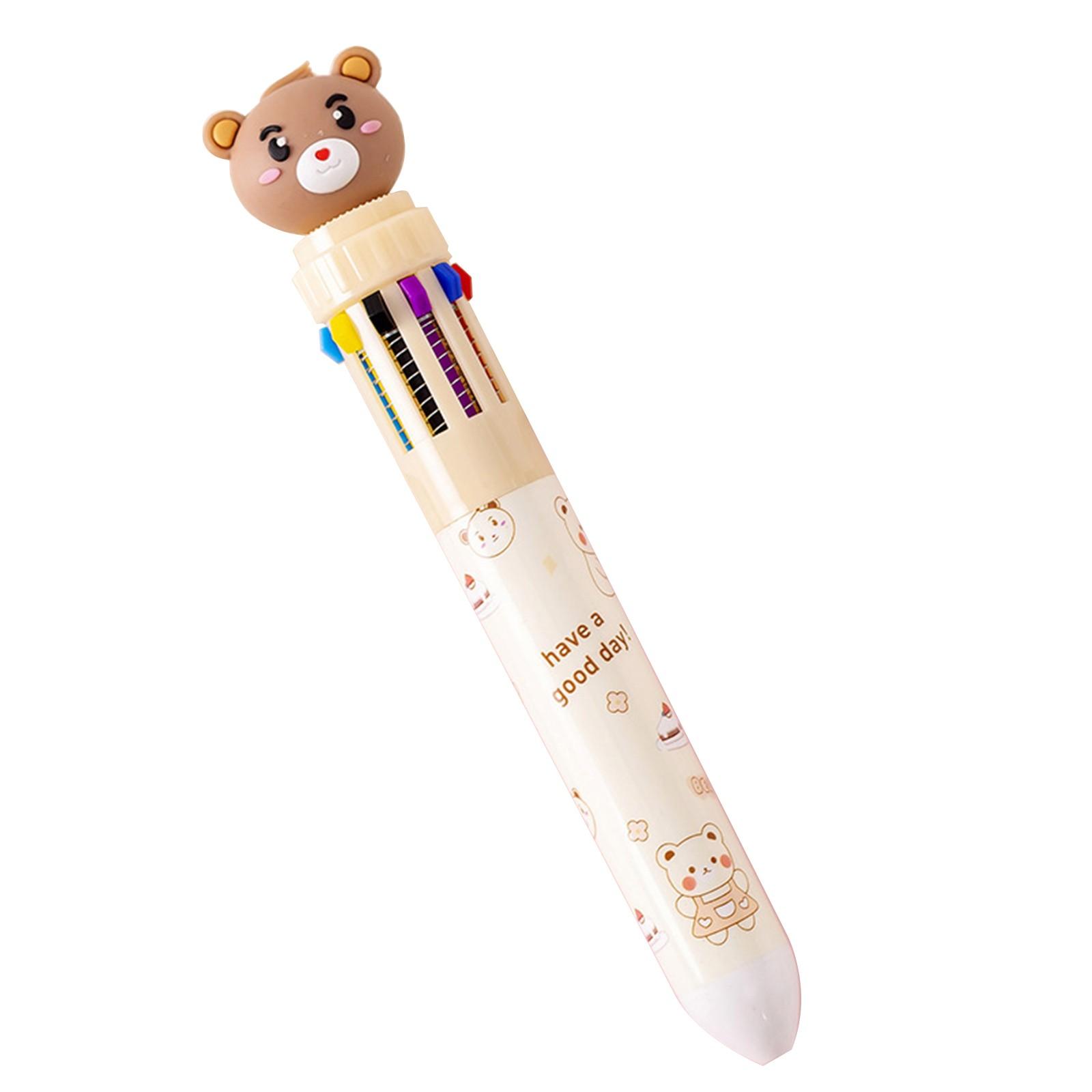 

8Pacm 1k 0.5m0-in-1 многоцветная шариковая ручка 10 цветов выдвижные шариковые ручки Bear для школьных принадлежностей для студентов и детей подарки 5 мл One Size