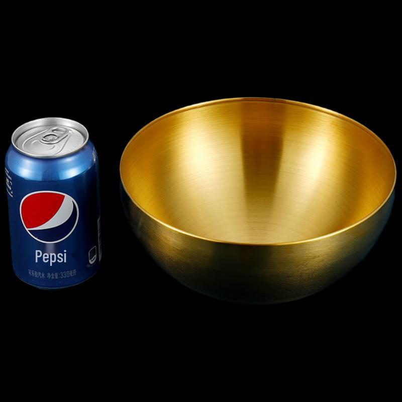 Linpan Stainless Steel Korean Style Mixing & Salad Bowl Set, Titanium Gold, 20cm (2-Pack)