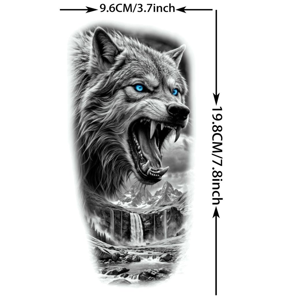 1 Sheet Fierce Tiger Lion Dragon Temporary Tattoos For Men Women Waterproof Wolf Skull Tatoos Long Lasting  Fake Tattoo Stickers