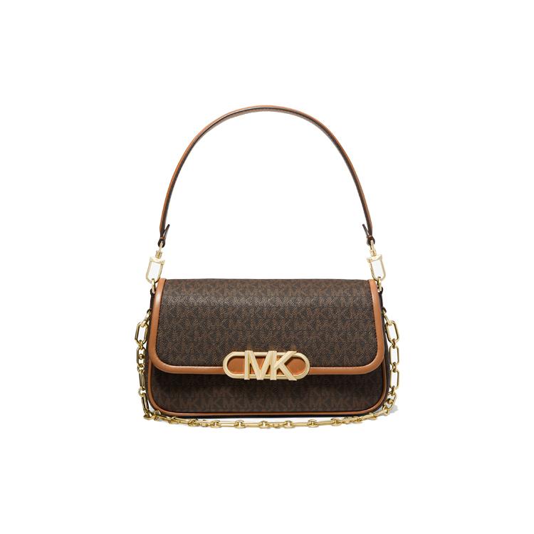 New MICHAEL KORS Leather Golden Lotus Shoulder Bag Medium Women's Dark Brown 30F2G7PC6B-252