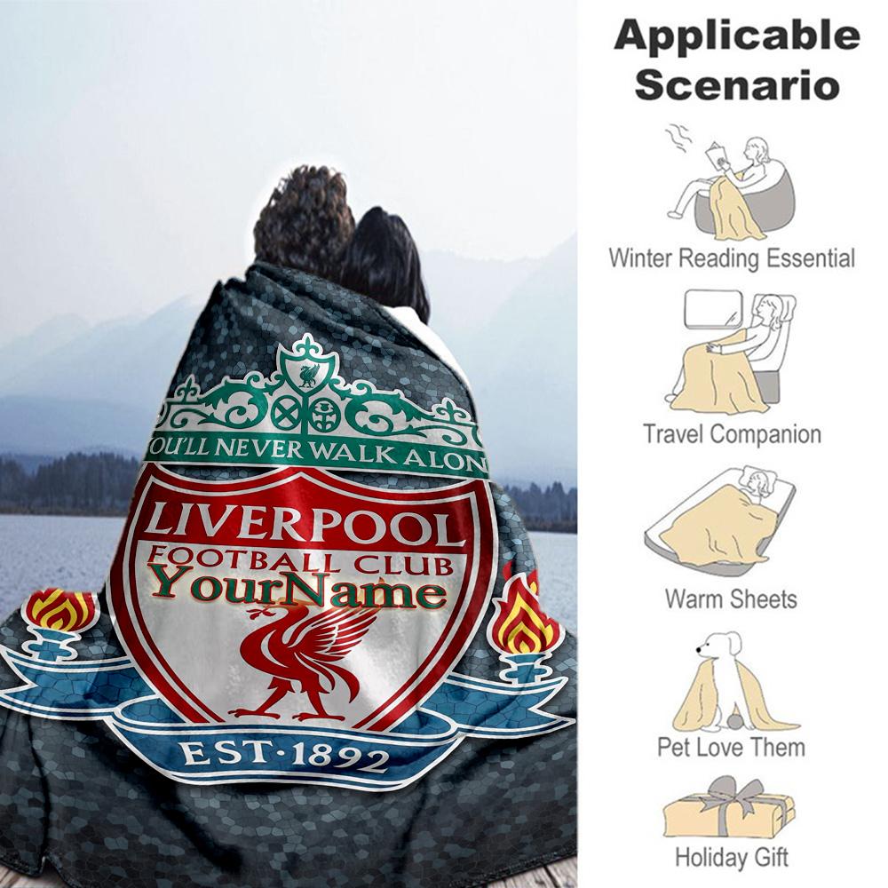 Liverpool Customize Your Name Blanket Throw Customizable Blanket Ultra-Soft Versatile for Couch Living Room Bedding Office for All Occasions