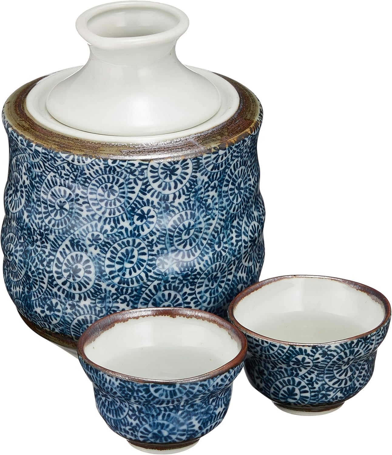 

Sake Cold Sake 300ml Octopus Arabesque Warmer with Insulated Storage Includes 2 Sake Mino Ware Ceramic Ale-net Warmer, Warmer, Tokkuri, Design,