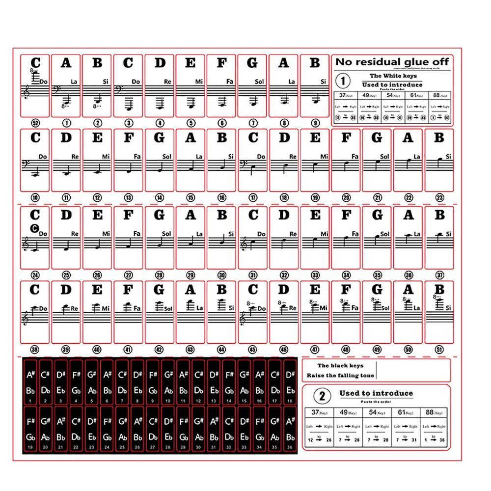 Removable Piano Key Decal Musical Supplies Keyboard Note Sticker Piano Training Stickers