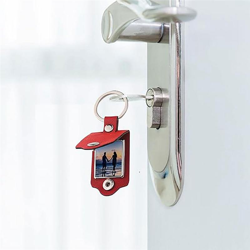Heat Transfer-Press Key Ring For Sublimation Keychain Blanks 10 Pcs Bulk, PU Leather Key Chains For DIY Photo& Text
