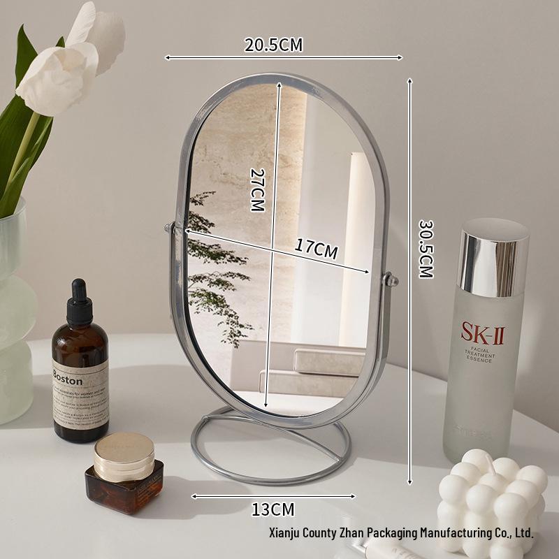 Espelho de Beleza Redondo - Espelho de Maquilhagem de Mesa para Quarto ou Dormitório