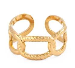 Wholesale High End Waterproof Three-dimensional M Letter Hollow Stainless Steel Finger Ring Trendy for Women Personalize Jewelry