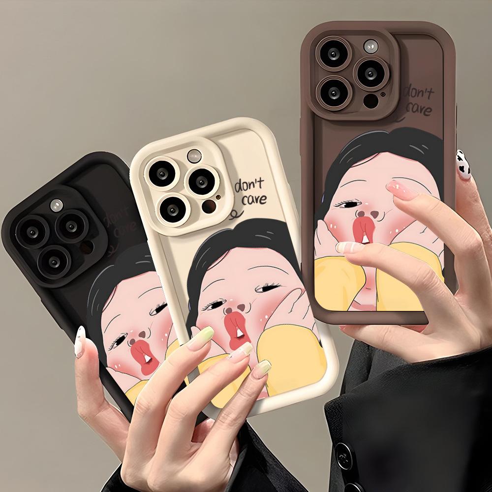 Amazon hot-selling iphone17 mobile phone case pouty funny 14 matte silicone case apple 16promax soft case