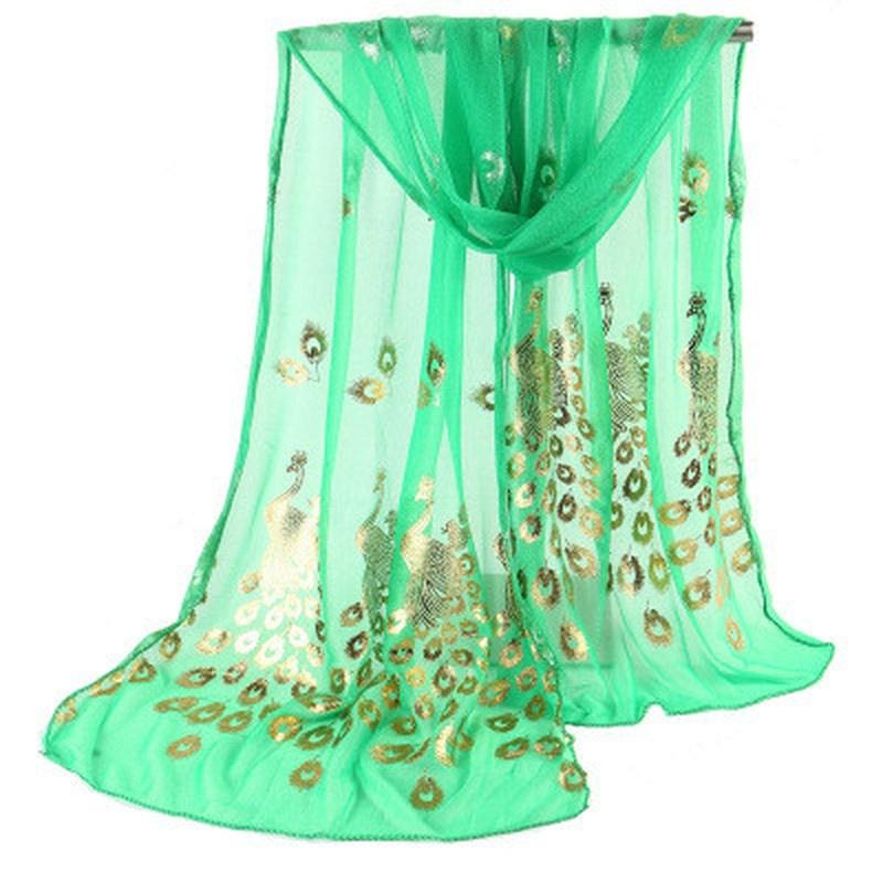 Female Scarf Women Lady Multi-color Peacock Flower Scarf Long Soft Wrap Shawl Stole Scarve