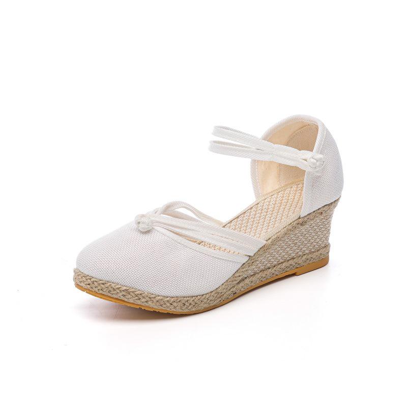 2025 Korean Style Women's Wedge Heel Sandals - Pointed Toe, Comfortable, with Buckle
