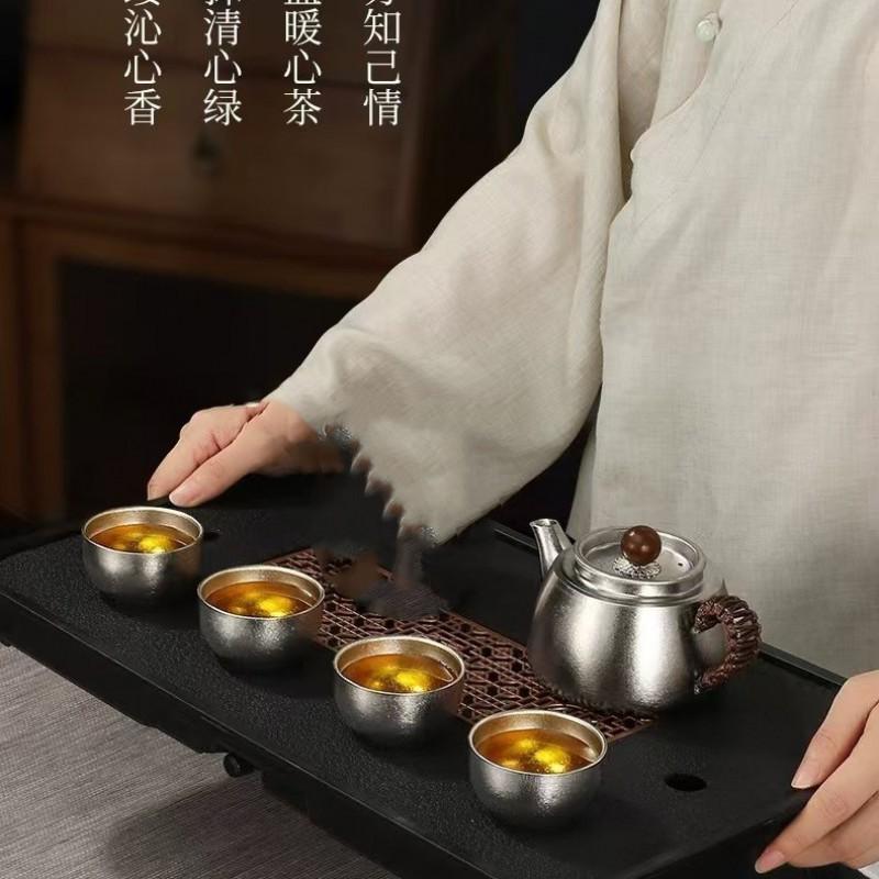 Titanium Travel Tea Set Portable Gongfu Ware Gift Box 6 People Business