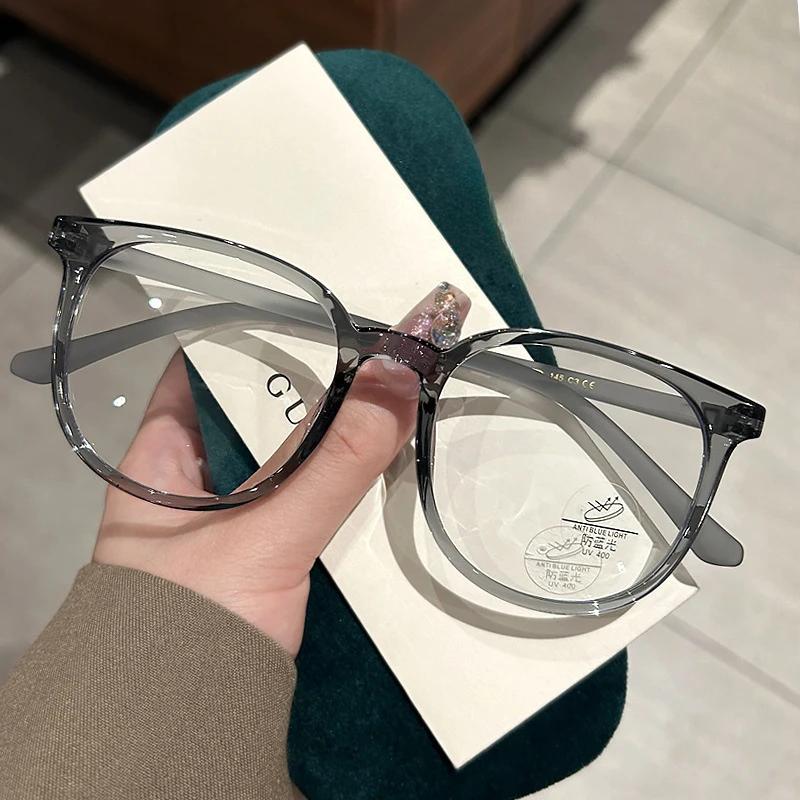 Myopia Glasses Frame Women Universal Resin Myopia Glasses Unisex HD Anti Blue Light Flat Lenses 0-50-100-150-200-250-300-350-400