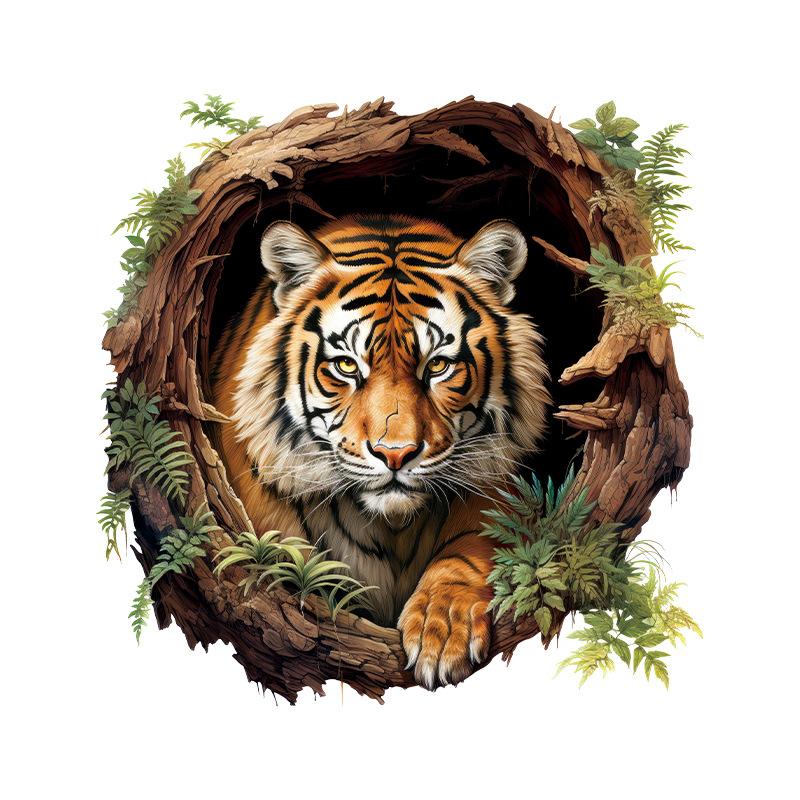 

3D Наклейки з Тиграми для Декору Дому Самоклеючі Настінне Мистецтво Спальня Вітальня Ванна Кімната Двері Сидіння для Туалету Декорація для Оновлення 30x30cm різнокольоровий