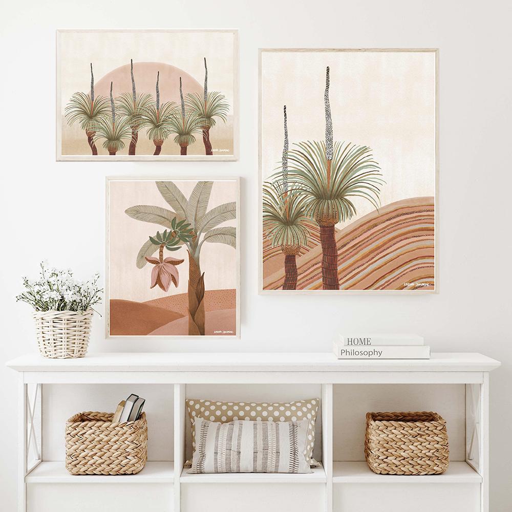 Eucalyptus Art Print Ocean Panda Oil Painting Poster Boho Banana Flower Wall Picture