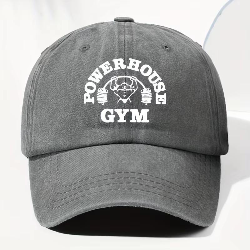 Unisex POWERHOUSE GYM Printed Vintage Washed Baseball Capadjustable Design Suitable for All Seasons for Outdoor and Daily Wear