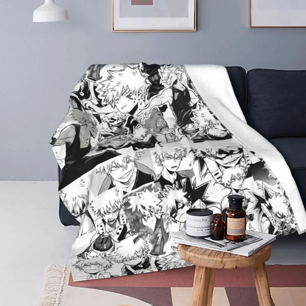 Katsuki Bakugo Blanket Flannel Decoration My Hero Academia Boku No Hero Academia Portable Throw Blanket for Home Couch Bedspread