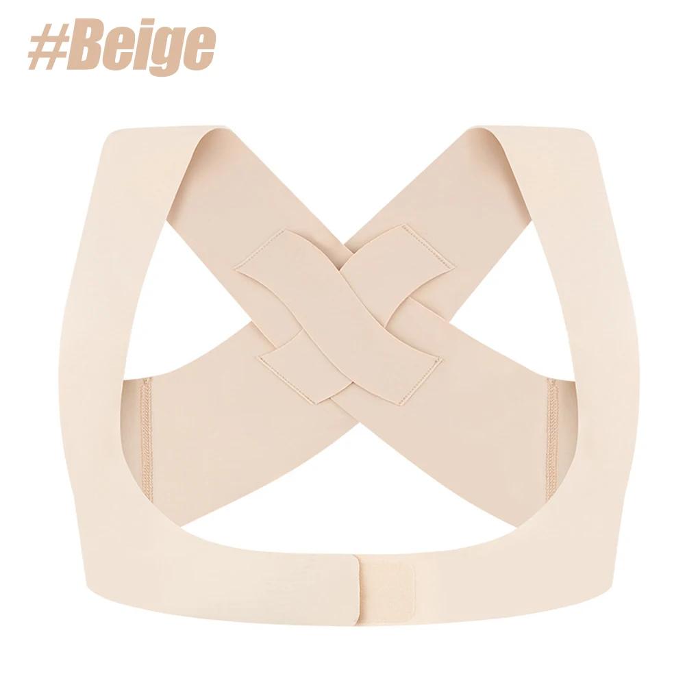 

1Pc Posture Corrector Perfect For Women And Men Adjustable Settings Upper Spinal Area Straightener Along With Providing Pain Relief From Neck S бежевый