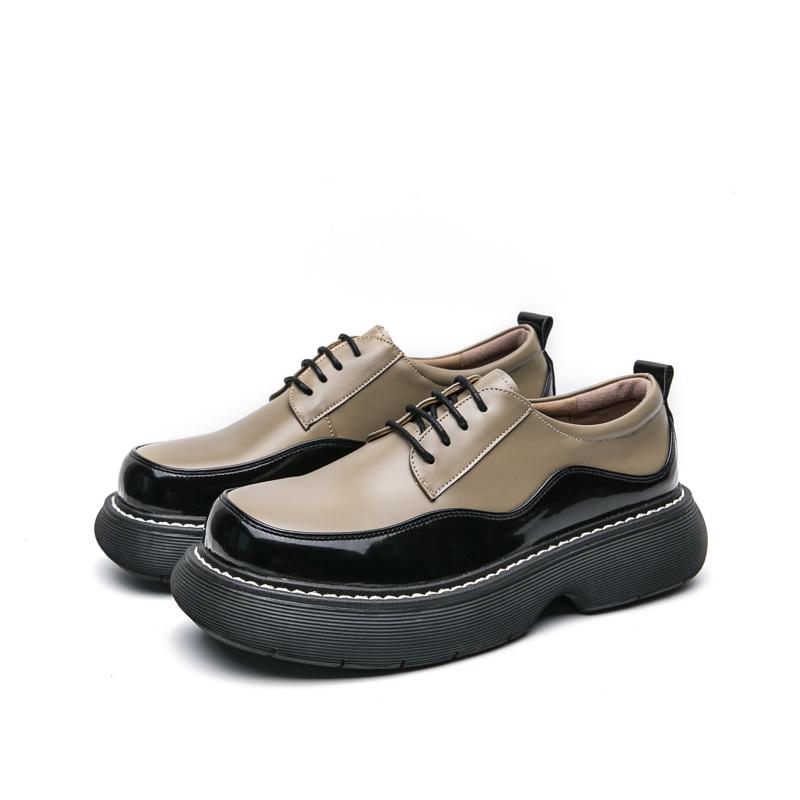 2025 New Men Korea Leather Platform Oxfords Outdoor Casual Leather Business Shoes High Quality Lace-Up Formal Dress Office Shoes