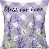 Plant and Flower Linen Pillowcase Purple Lavender Printed Pillow Cushion Cover Home Sofa