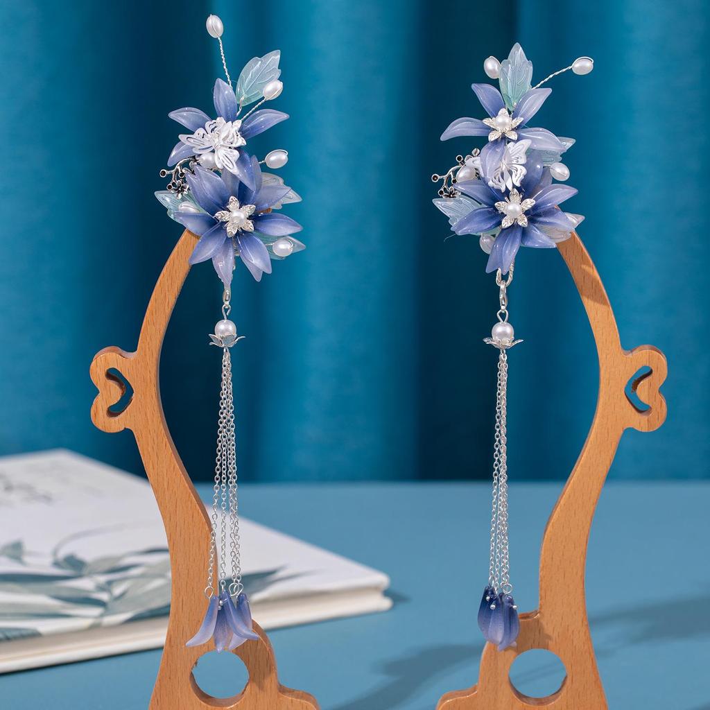 Ming Dynasty-Inspired Retro Floral Tassel Hairpin - High-End Hanfu Hair Accessory