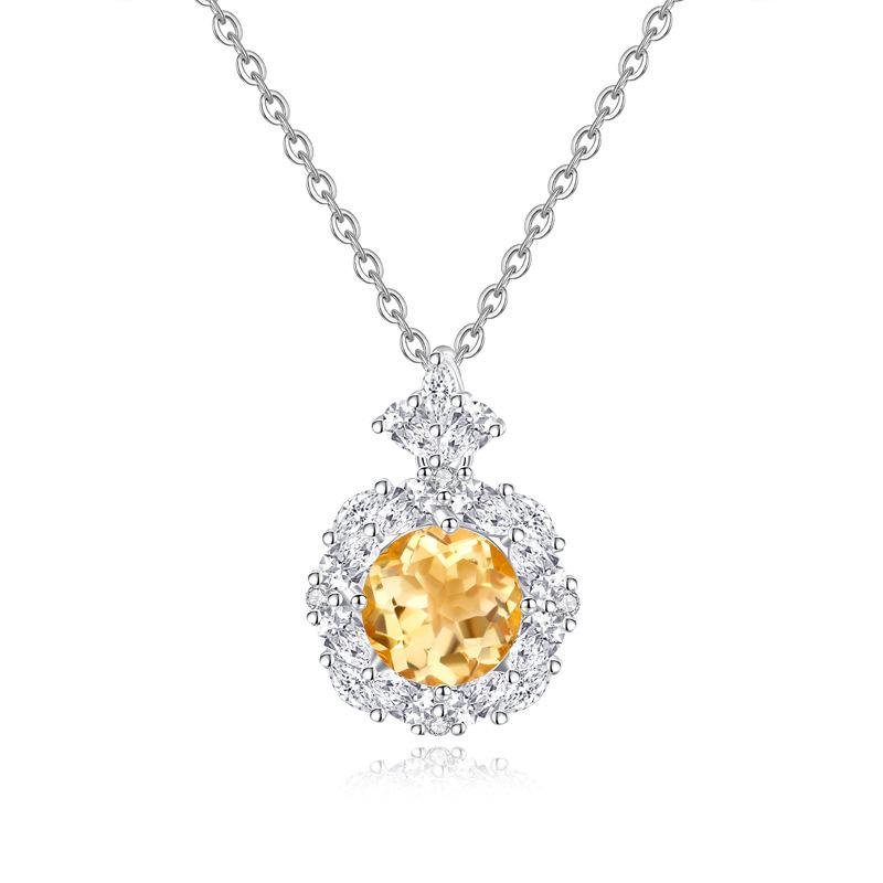 High Sense Fashion Light Luxury S925 Sterling Silver Necklace Women's Ice Flower Natural Topaz Pendant 2026