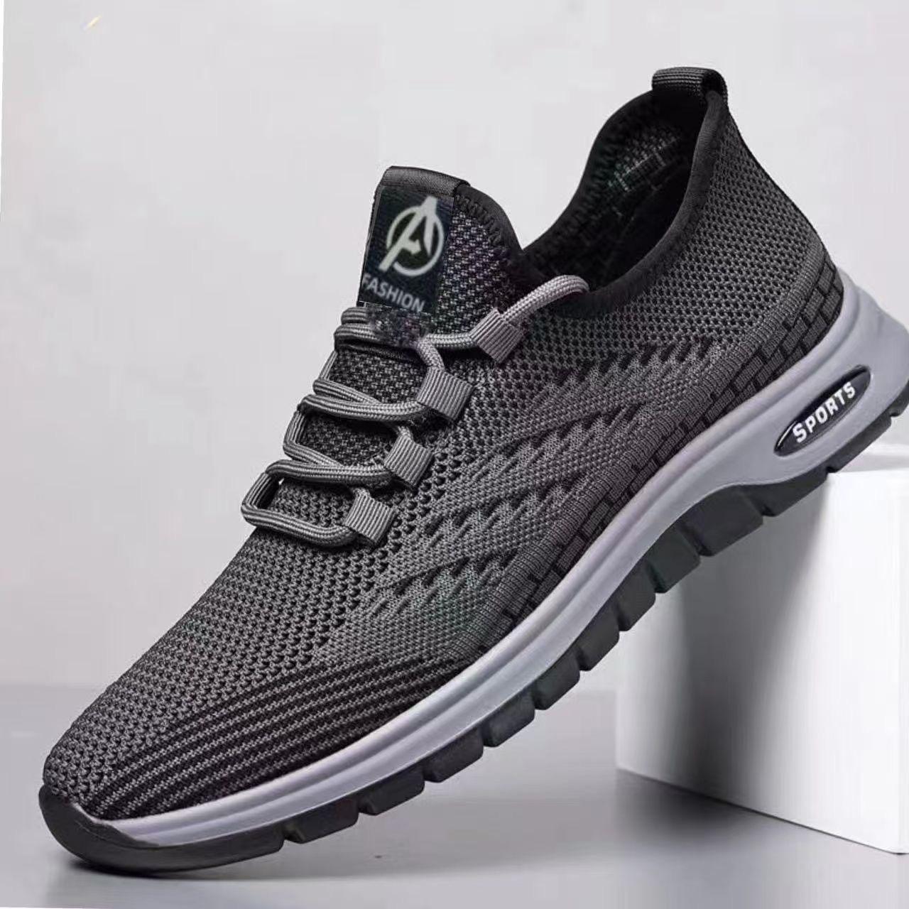 

Men s casual shoes breathable mesh sports shoes summer lightweight lace-up running shoes middle-aged and elderly one-pedal 44