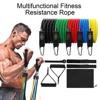 11-teiliges Widerstandsbänder-Set Dehnbare Trainingsbänder mit Griffen Heim-Fitnessstudio Trainingsbänder bis zu 100 lbs für Physiotherapie Krafttraining