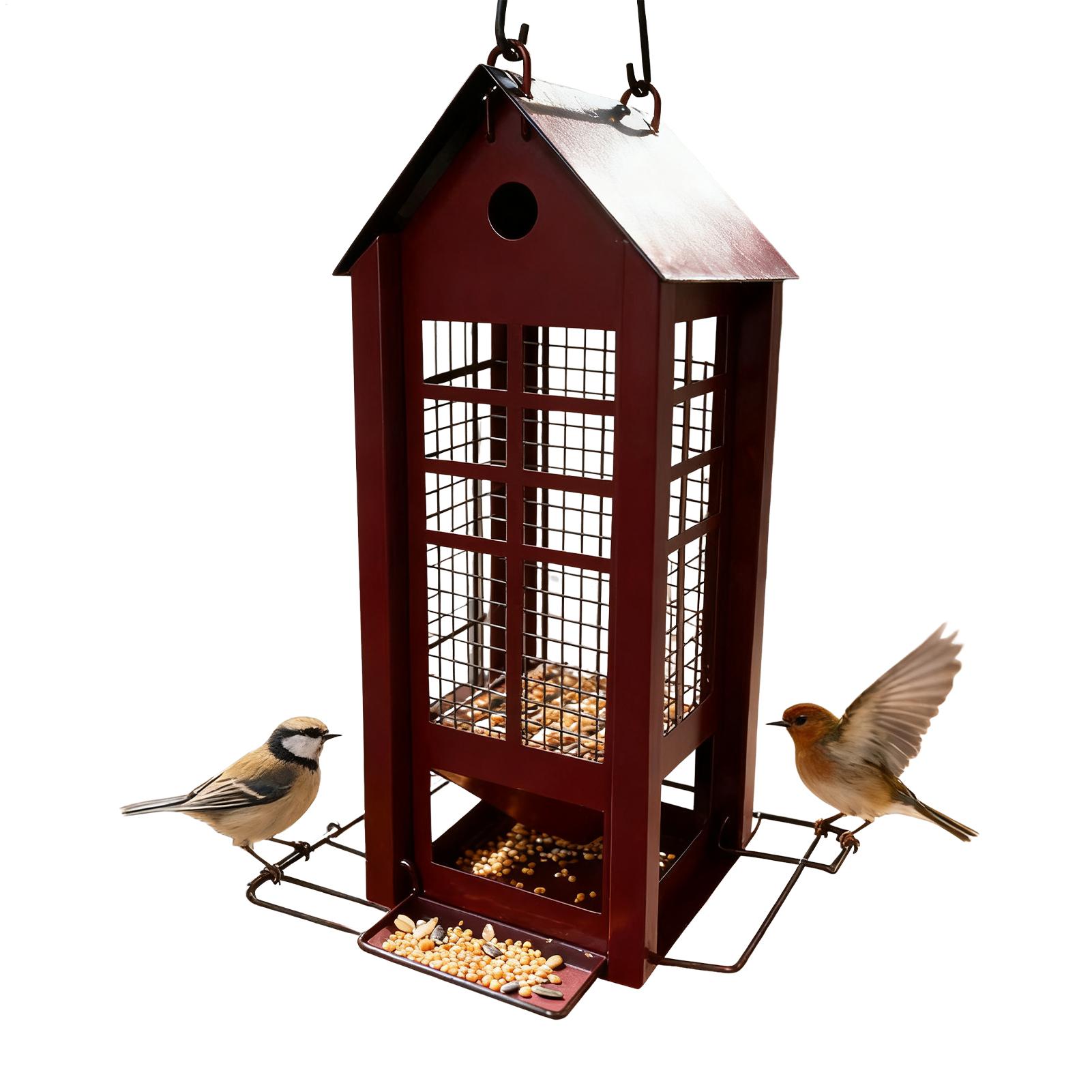 

Metal wild bird feeder, outdoor squirrel proof feeder, hanging bird feeder with 4 drainage holes, courtyard hummingbird feeder CN
