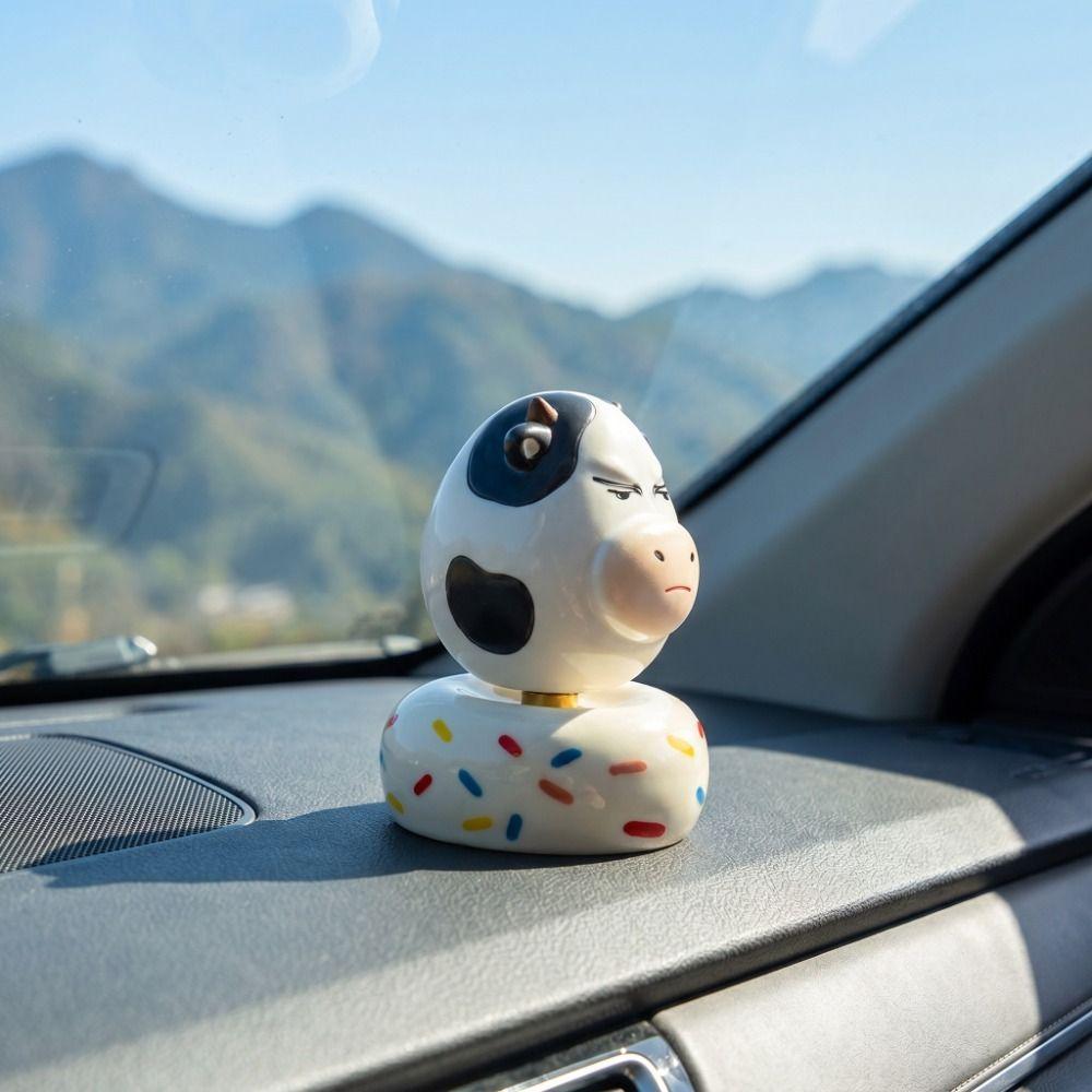 Aggrieved Grass Cow Figure Cute Center Console Decoration Calf Car Ornament Car