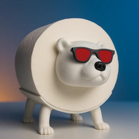 Toilet Paper Holder Tissue Rack Polar Bear Shape Reusable Handcrafted