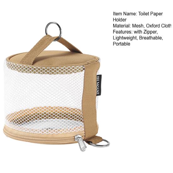 Outdoor Camping Tissue Case Roll Paper Storage Bag Large Capacity Zipper Closure