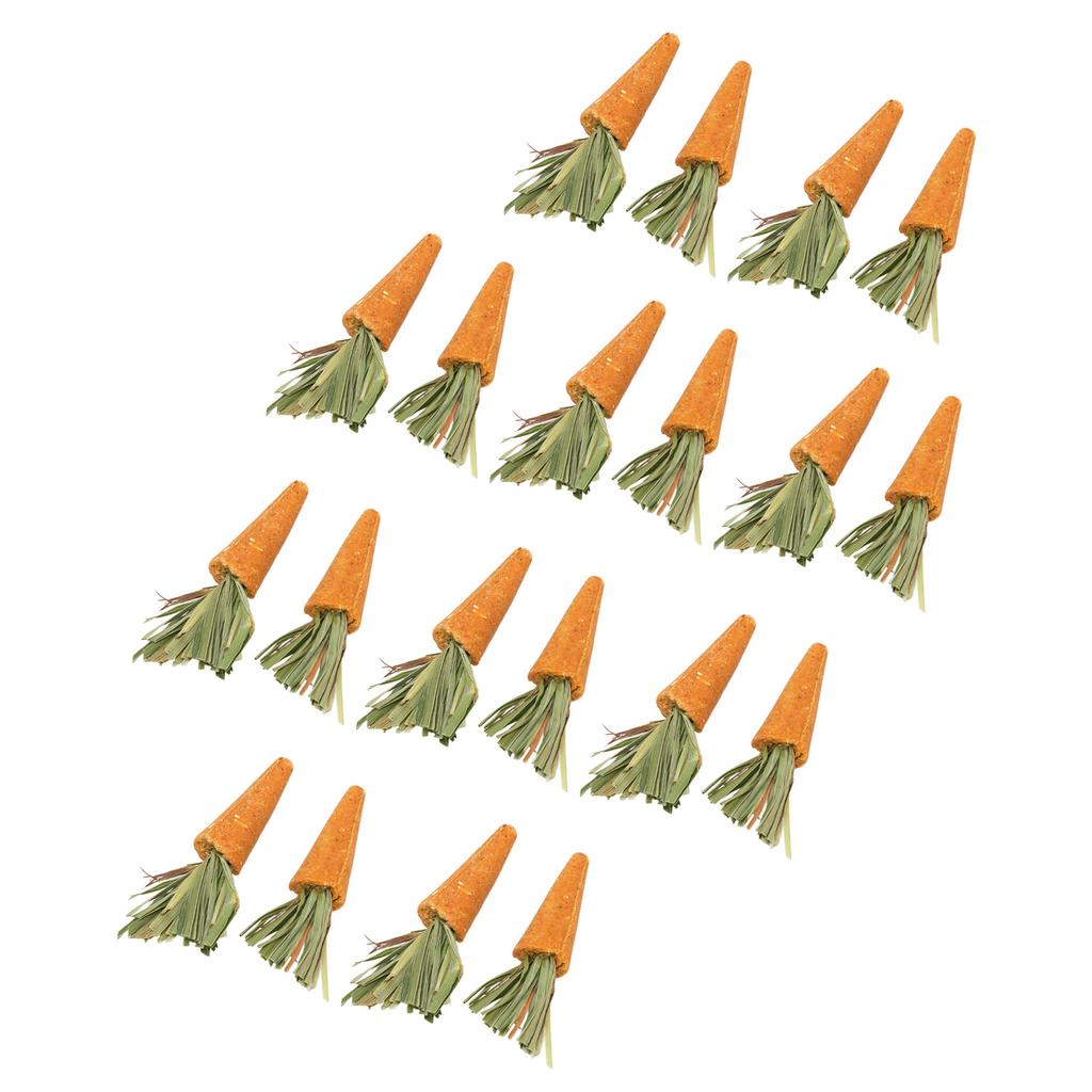 20pcs Carrot Shaped Hamster Toy Teeth Grinding Decorative Crude Fiber Small Animal Chewing Toys for