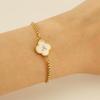 Elegant Stainless Steel Four-Leaf Clover Letter Bracelet - High-End Versatile Design
