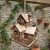 Handmade Wooden Bird House Multiple Holes Bird Feeder Weather Resistant Outdoor Birdhouse  Backyard