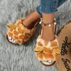 Fashion Winter Women Cute Home Plush Slippers Cartoon Giraffes Warm Faux Fur Lining Fluffy Cozy Flat Non Slip Sole Ladies Shoes