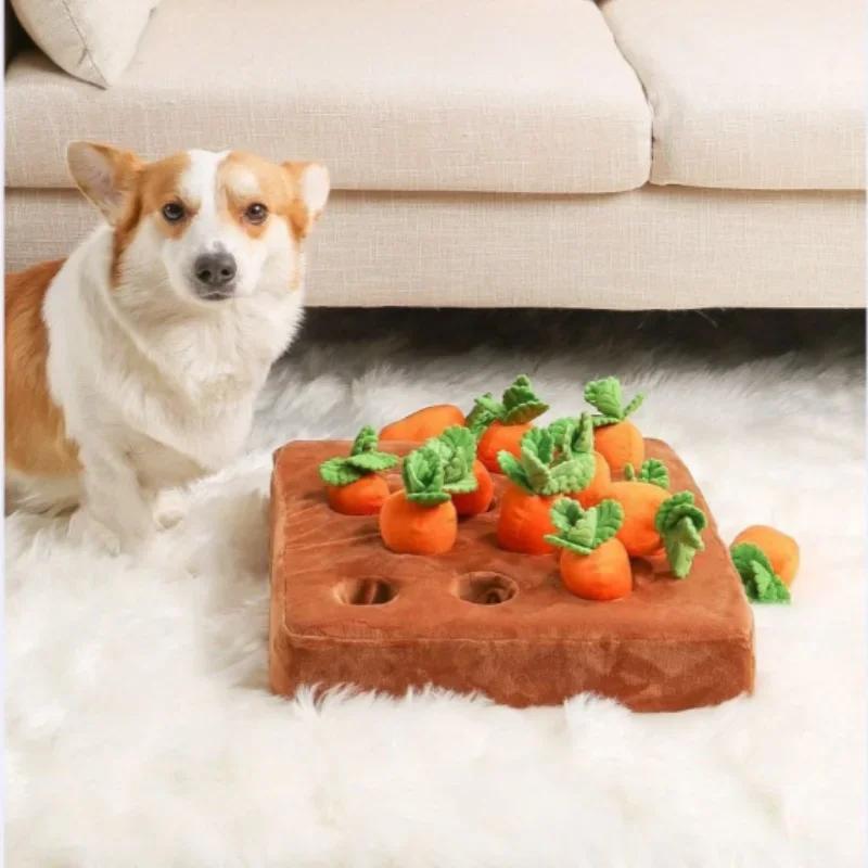 Carrot Farm Gnawing and Biting Dog Toys Relieve Boredom Interact Pet Plush Puzzle Toys Puppy Brain Training Feeding Games Gifts