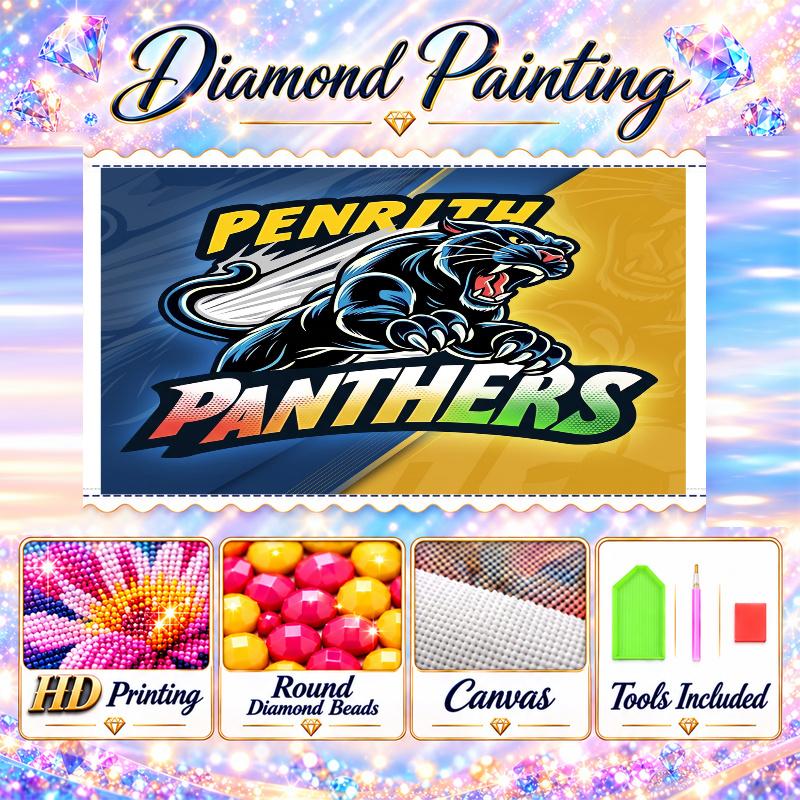 Penrith Panthers Diamond Painting Kit 5D Full Drill DIY Diamond Mosaic Wall Art Home Decor