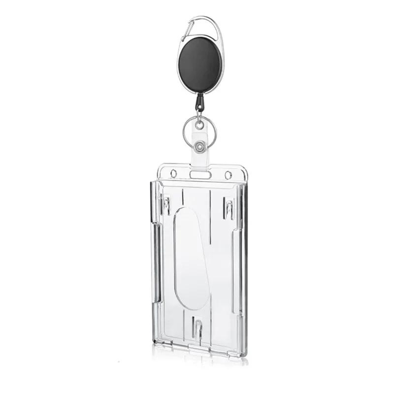 1 Pcs Aluminum Alloy Card Cover Case Bank Business Work Card Holder with ABS Retractable Badge Reel Credit ID Card Badge Bag