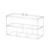 Clear Bathroom Dresser Organizer Cotton Ball Swab Holder with 3 Divided Compartments, Storage Containers, Vanity Makeup Organiza