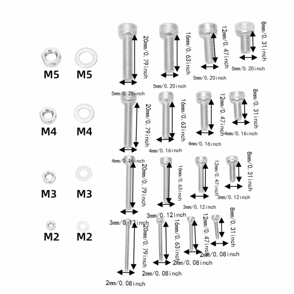 1220pcs Metric Screw Nut Washer Assortment Durable Fastener Assortment Kit Furniture Assembly