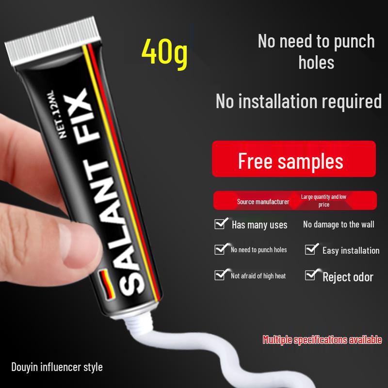 40g Strong Fast-Drying Nail-Free Adhesive for Marble, Metal, Glass & Sintered Stone—Chinese & English Instructions Black Tube 40g белый