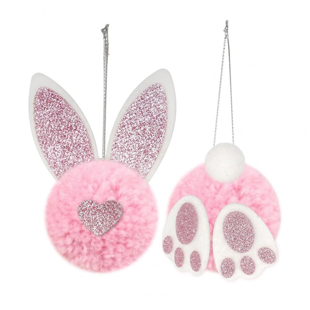 

Easter Gift Bag Non-woven Easter Bag Easter Bunny Hanging Ornament with Glitter Ears Plush Rabbit Decorations for Spring Party рожевий