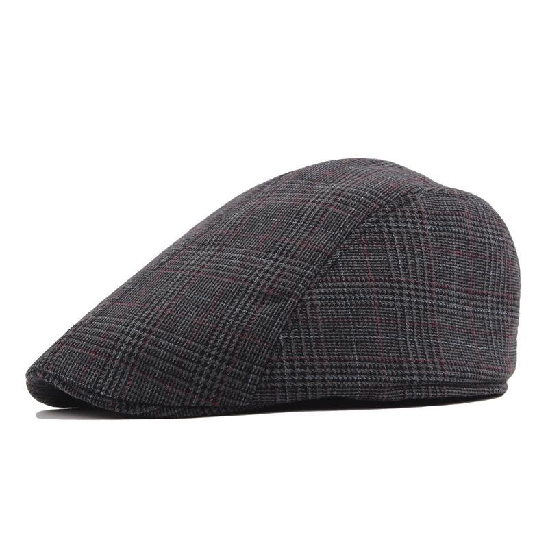 Autumn British Casual Plaid Sealed Beret Men'S And Women'S Sunshade Forward Hat Pure Cotton Cap Custom Hat