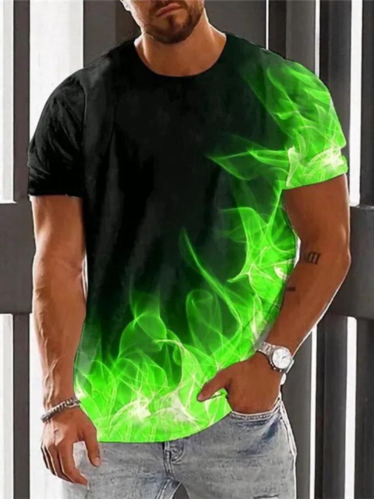 

Модные мужские футболки с принтом 3D Flame, летние уличные футболки, повседневные футболки с короткими рукавами, мужские спортивные футболки для активного отдыха 6XL