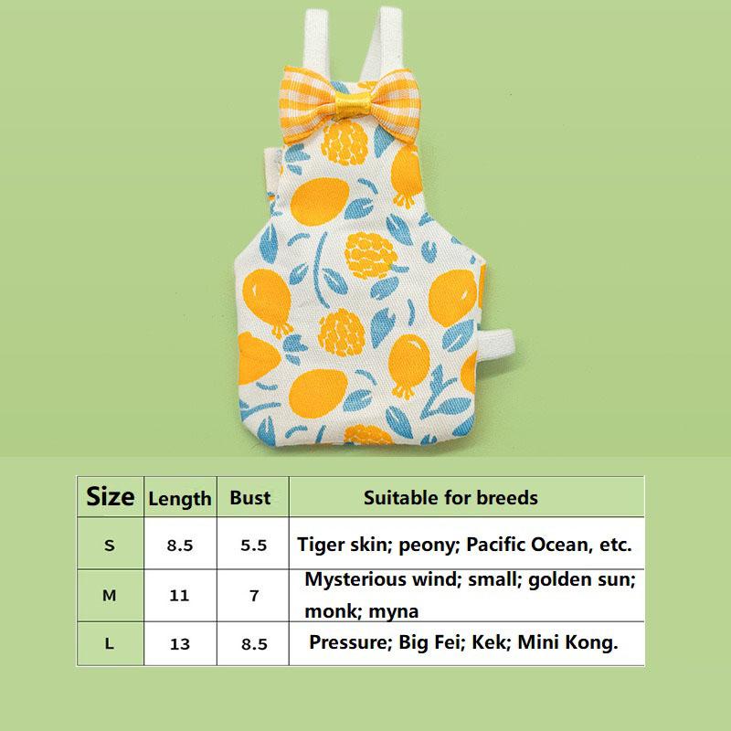Parrot Cockatiel Pigeons Diaper Cute Bowtie Colorful Fruit Floral Washable Flight Suit for Small Medium Pet Birds NXLYP02