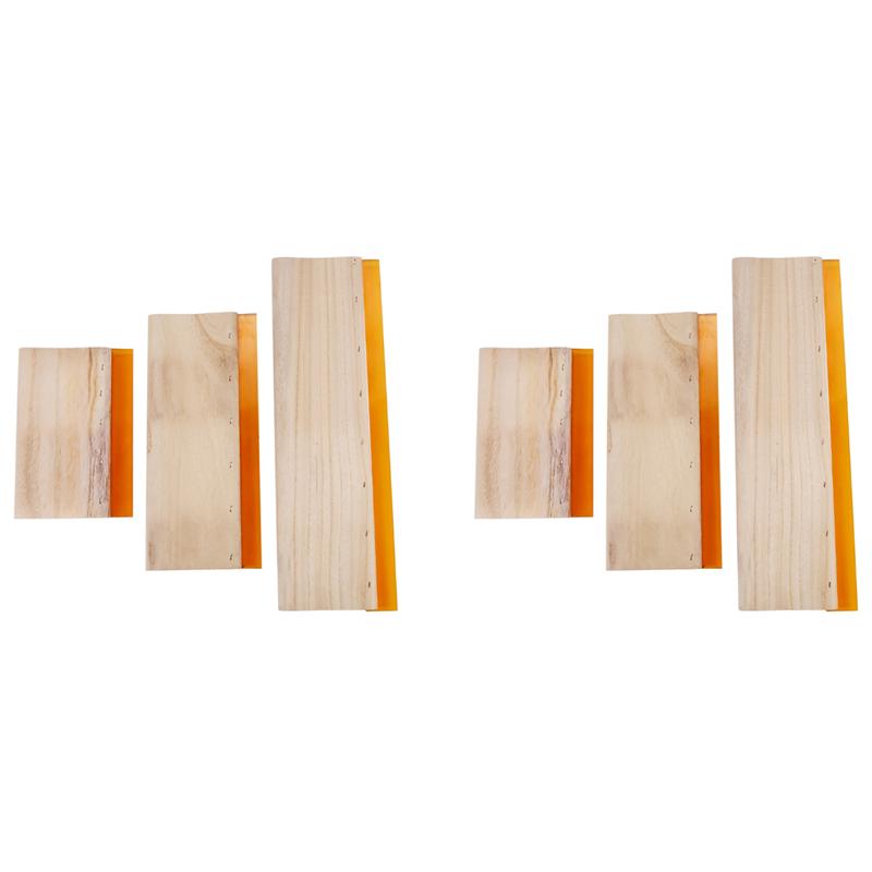 ABWR-6 Pcs Silk Screen Printing Squeegee Ink Scaper Scratch Board Tools 16Cm 24Cm 33Cm