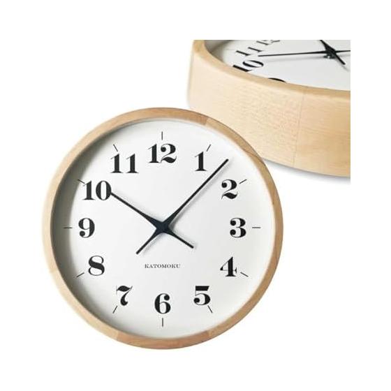 KATOMOKU muku round wall clock 12 H. Maple wall clock sweep km-98HMRCS 306mm (SKP radio clock)