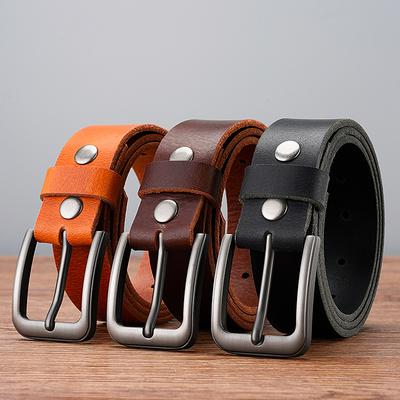 Pin Buckle Belt Men'S First Layer Cowhide Belt Business Casual Belt Men'S Genuine Leather Belt