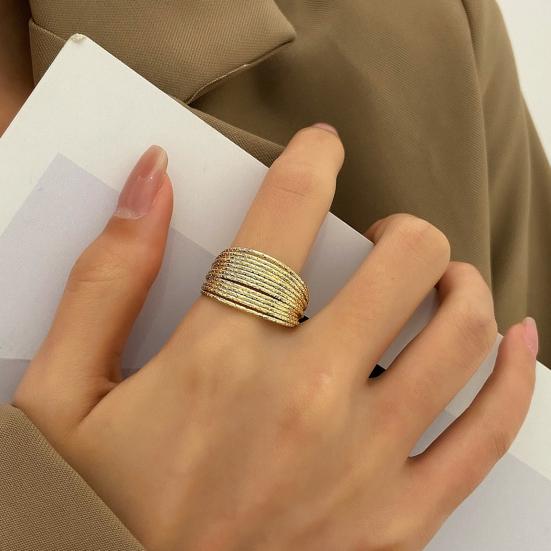 Women Open Ring Earrings Adjustable Multi-layer Solid Color Wide Electroplating Polished Alloy Lady Finger Ring Prom Party Daily Ear Jewelry